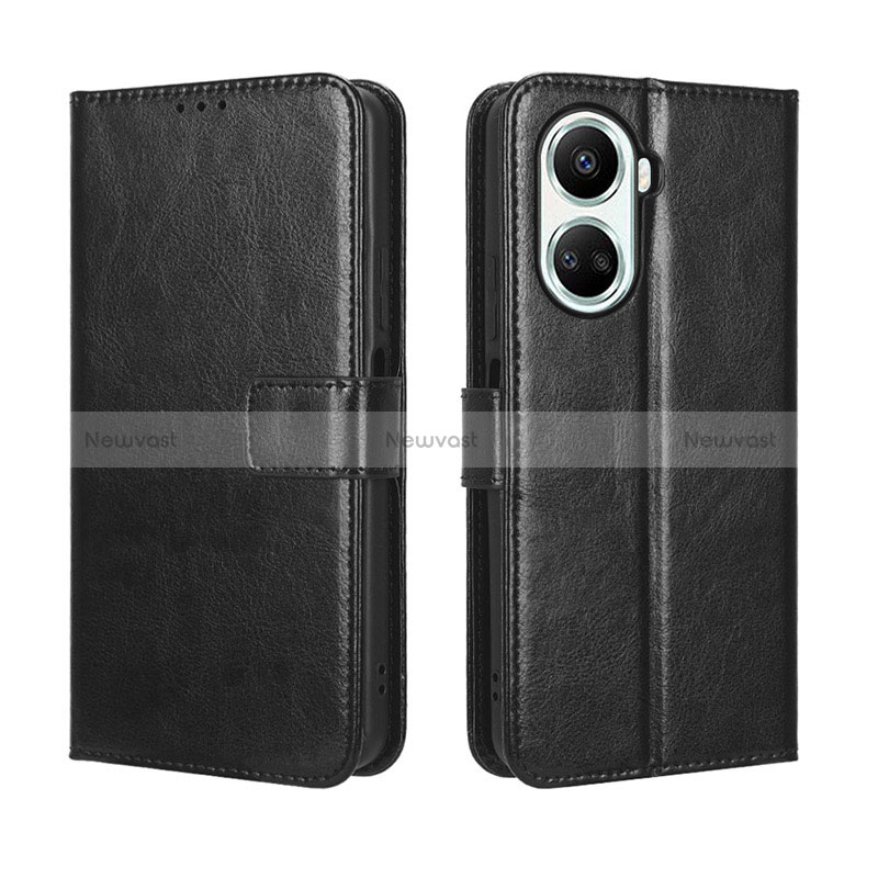 Leather Case Stands Flip Cover Holder BY5 for Huawei Nova 10 SE Black