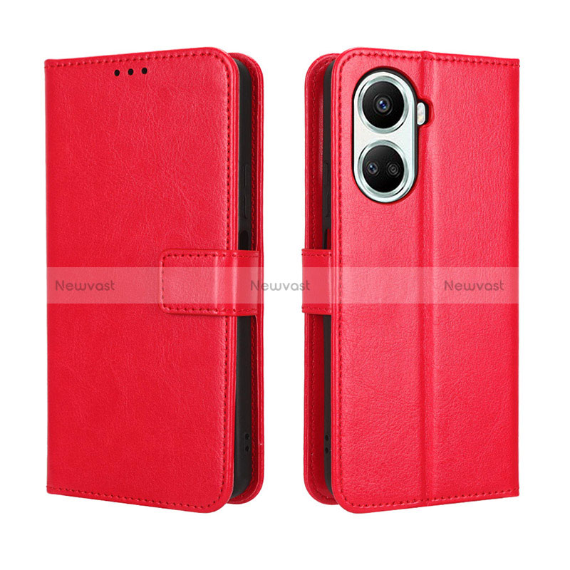 Leather Case Stands Flip Cover Holder BY5 for Huawei Nova 10 SE Red