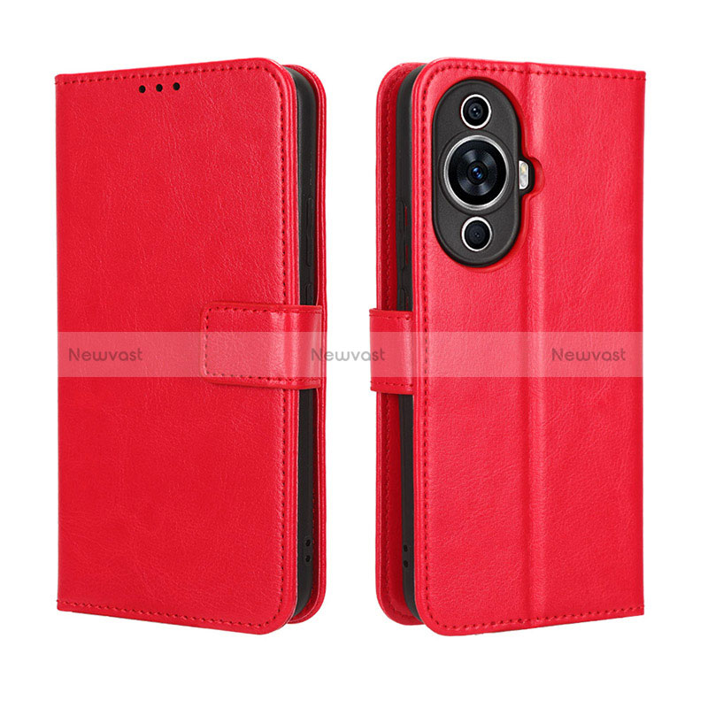 Leather Case Stands Flip Cover Holder BY5 for Huawei Nova 11 Red