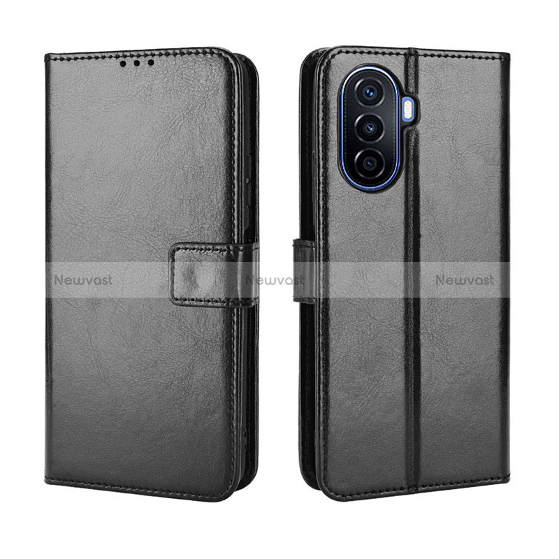 Leather Case Stands Flip Cover Holder BY5 for Huawei Nova Y70 Plus Black