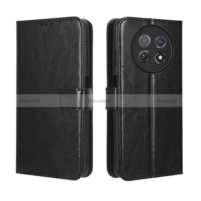 Leather Case Stands Flip Cover Holder BY5 for Huawei Nova Y91 Black