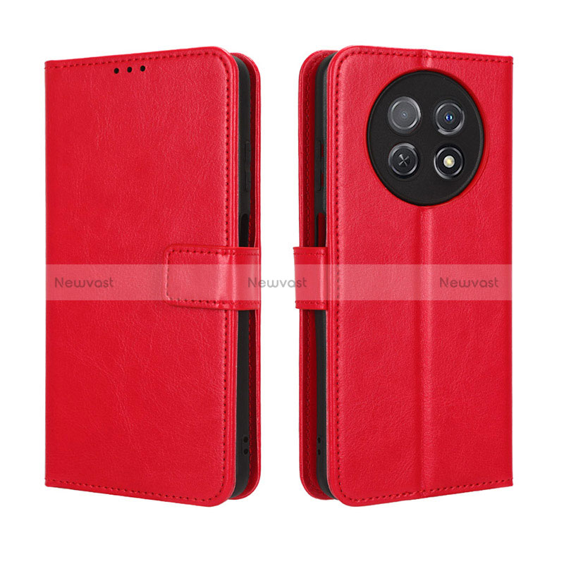 Leather Case Stands Flip Cover Holder BY5 for Huawei Nova Y91 Red