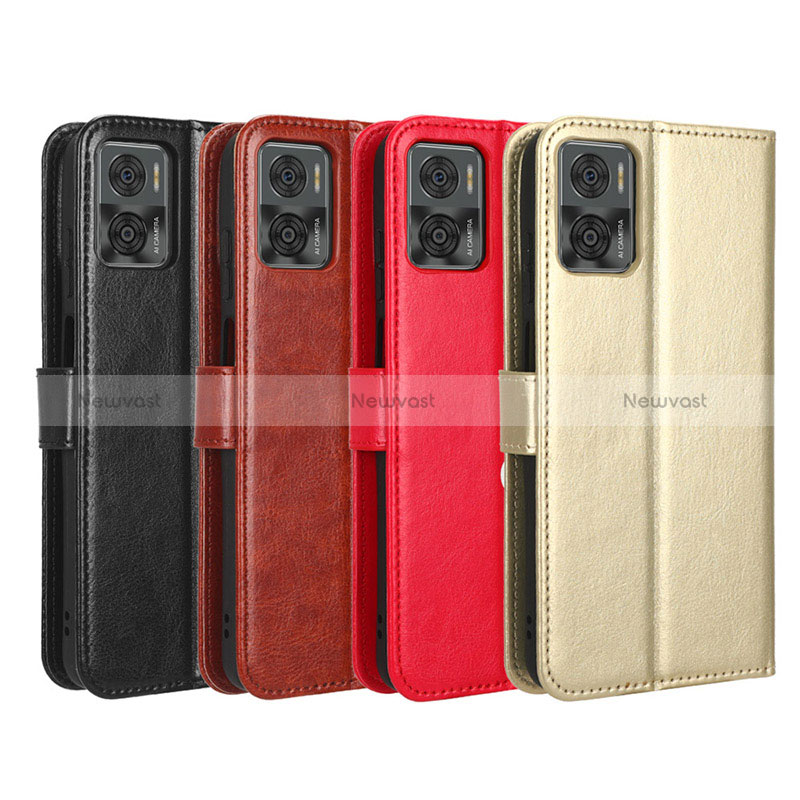 Leather Case Stands Flip Cover Holder BY5 for Motorola Moto E22