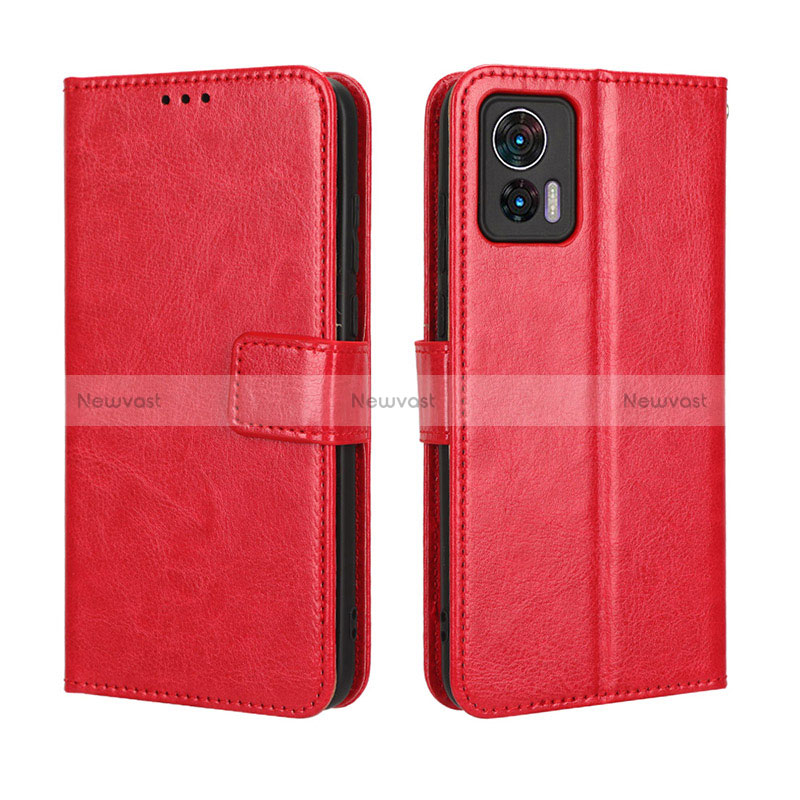 Leather Case Stands Flip Cover Holder BY5 for Motorola Moto Edge 30 Lite 5G Red