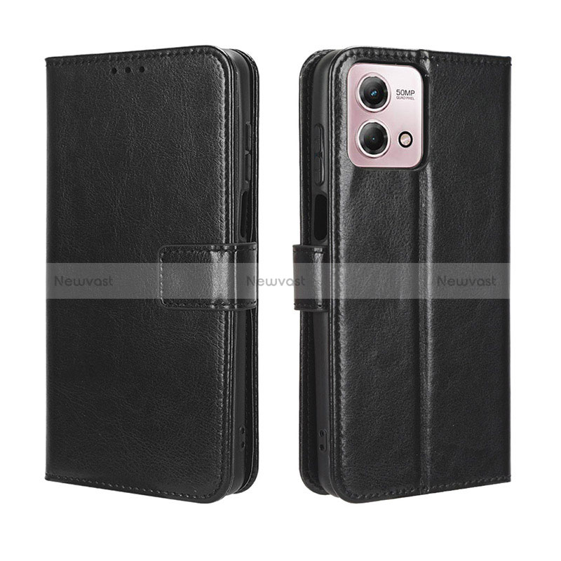 Leather Case Stands Flip Cover Holder BY5 for Motorola Moto G Stylus (2023) 4G Black