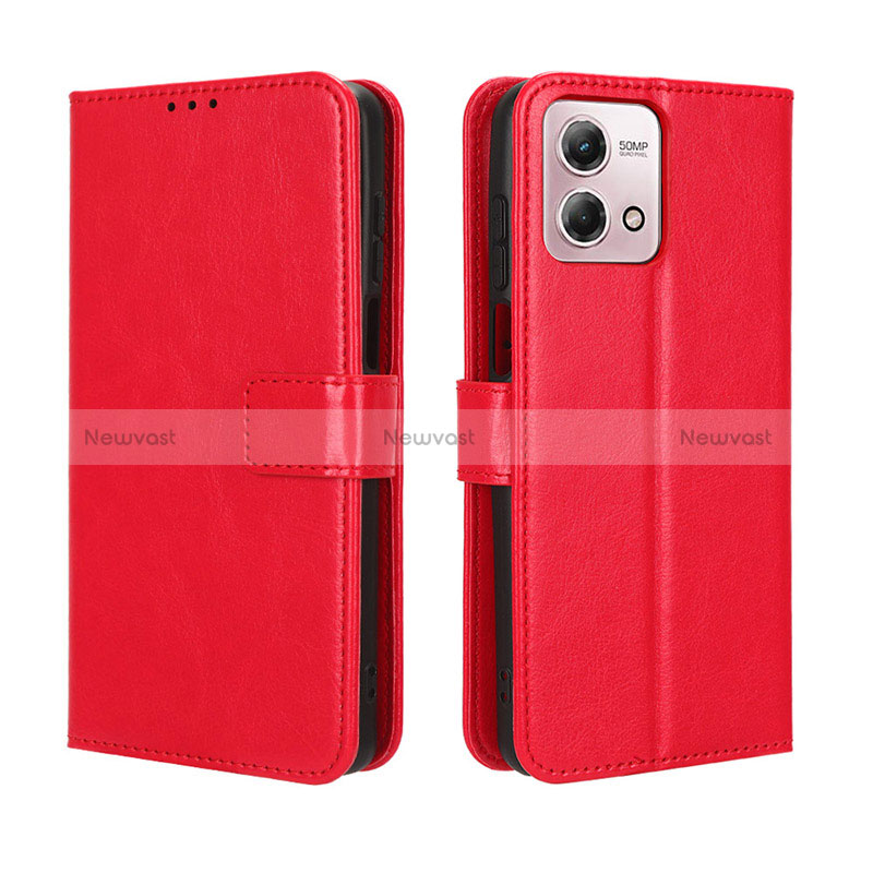 Leather Case Stands Flip Cover Holder BY5 for Motorola Moto G Stylus (2023) 4G Red