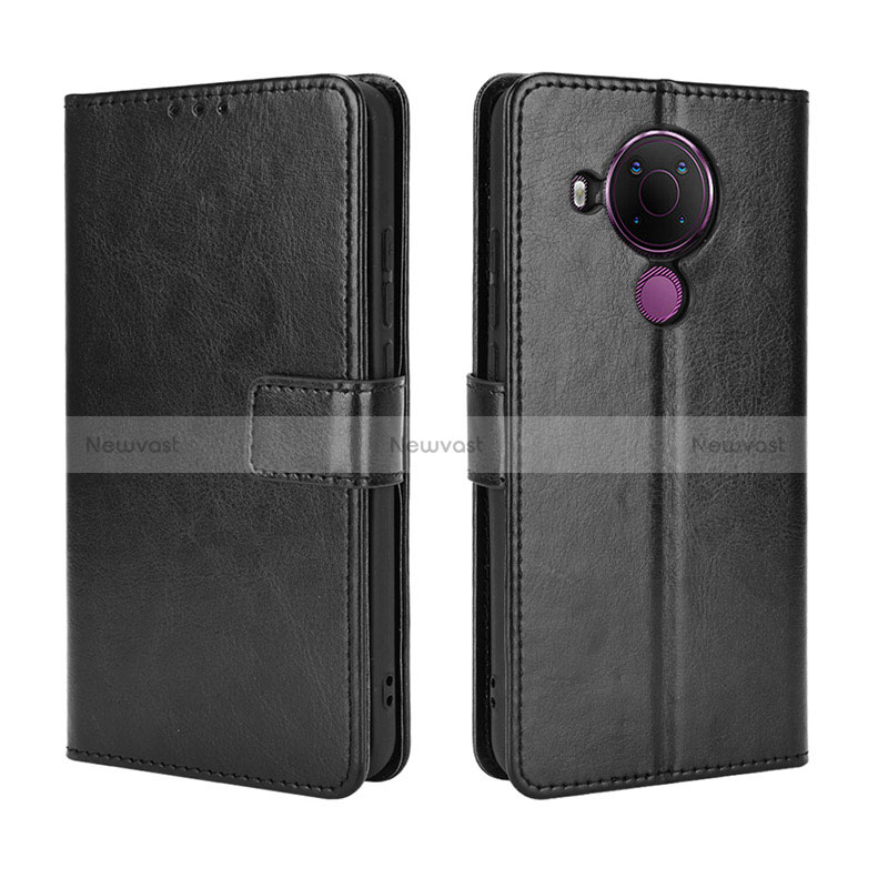 Leather Case Stands Flip Cover Holder BY5 for Nokia 5.4 Black