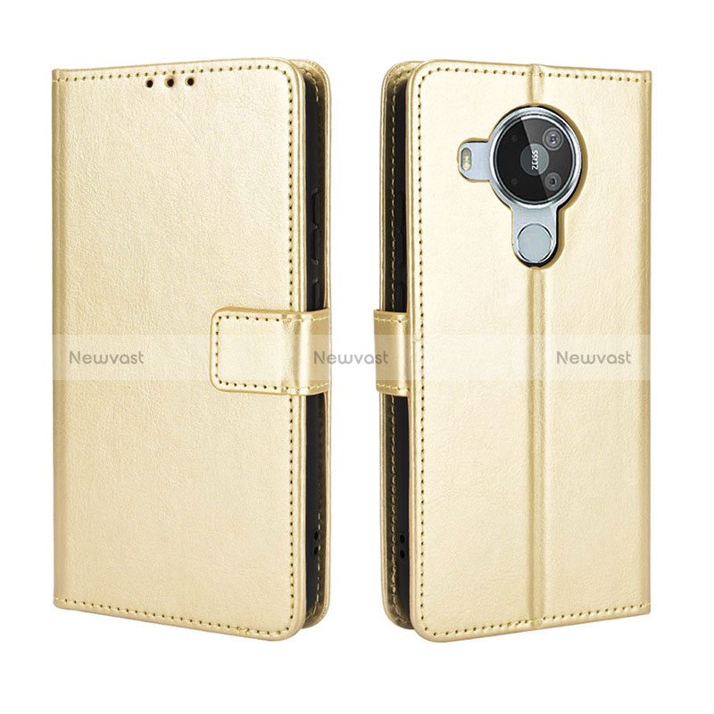 Leather Case Stands Flip Cover Holder BY5 for Nokia 7.3 Gold