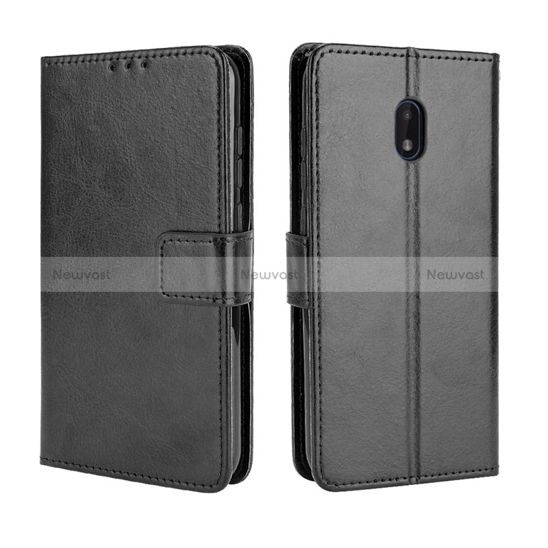 Leather Case Stands Flip Cover Holder BY5 for Nokia C01 Plus Black