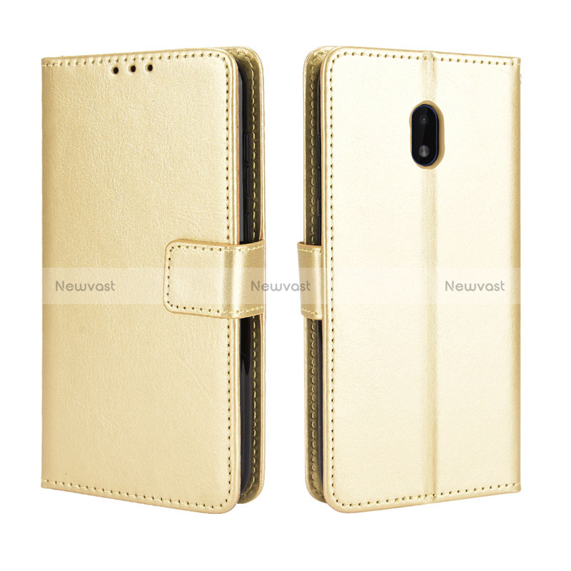 Leather Case Stands Flip Cover Holder BY5 for Nokia C01 Plus Gold