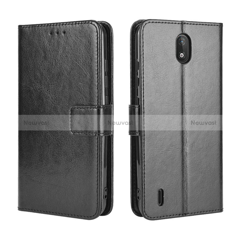 Leather Case Stands Flip Cover Holder BY5 for Nokia C2 Black