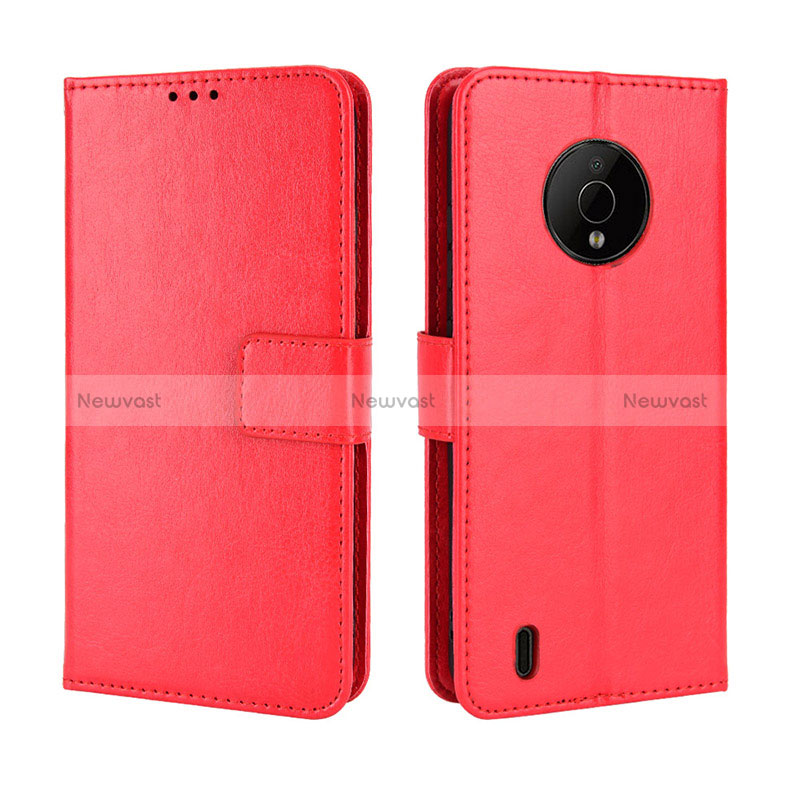 Leather Case Stands Flip Cover Holder BY5 for Nokia C200 Red