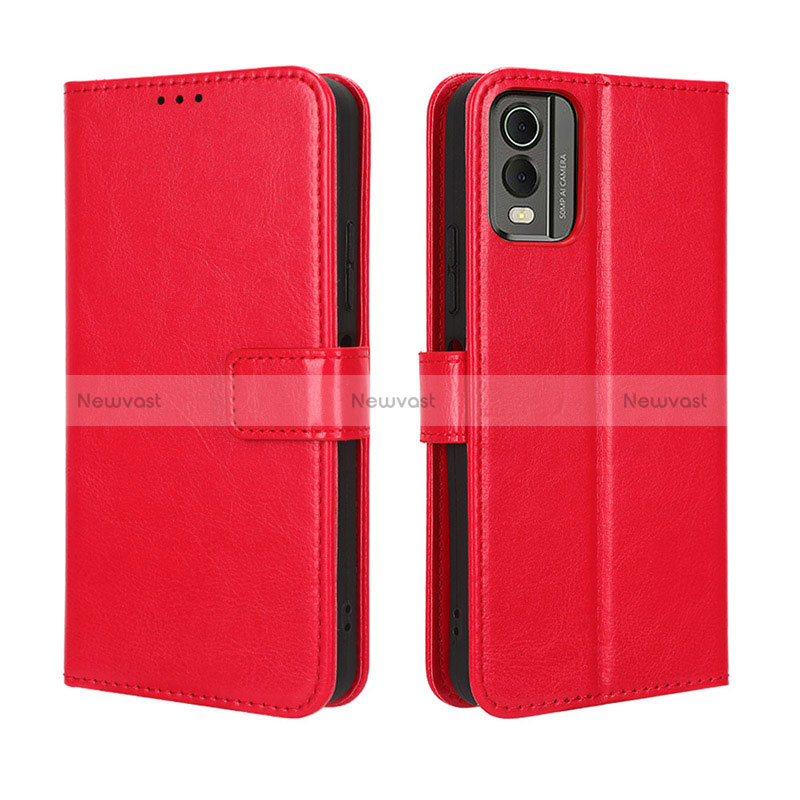 Leather Case Stands Flip Cover Holder BY5 for Nokia C210 Red