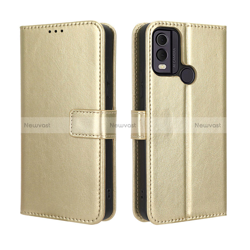 Leather Case Stands Flip Cover Holder BY5 for Nokia C22 Gold