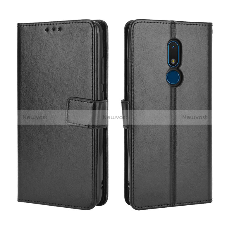 Leather Case Stands Flip Cover Holder BY5 for Nokia C3 Black