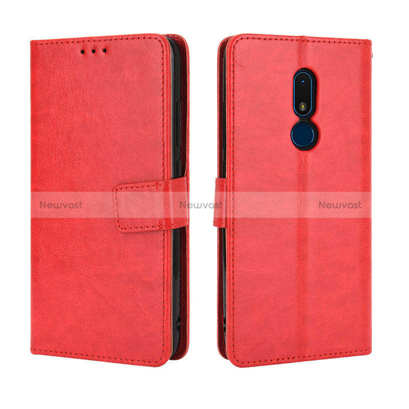 Leather Case Stands Flip Cover Holder BY5 for Nokia C3 Red