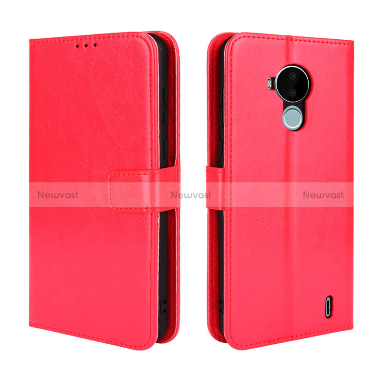 Leather Case Stands Flip Cover Holder BY5 for Nokia C30 Red