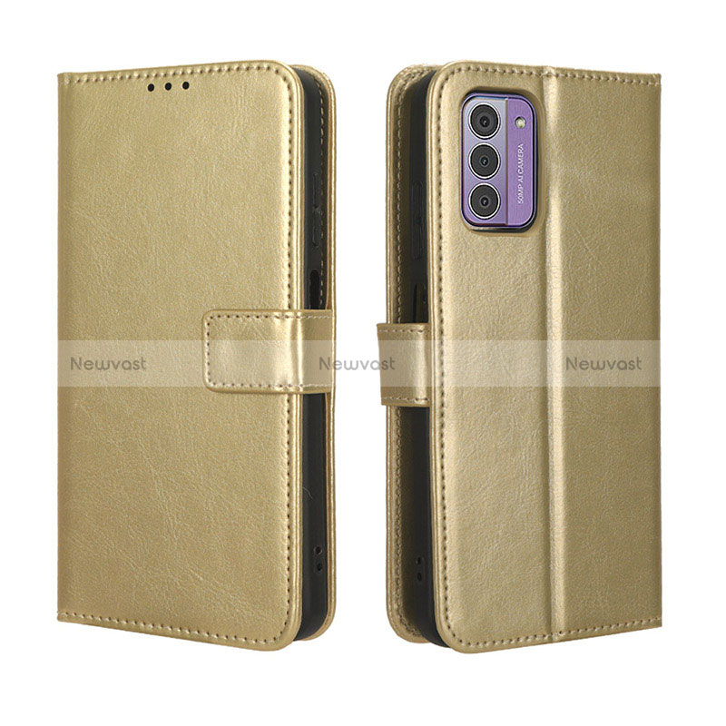 Leather Case Stands Flip Cover Holder BY5 for Nokia G310 5G Gold