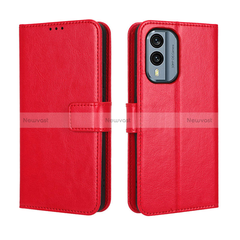 Leather Case Stands Flip Cover Holder BY5 for Nokia X30 5G Red