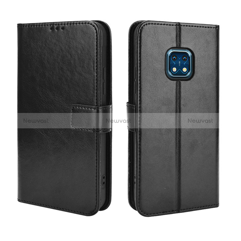 Leather Case Stands Flip Cover Holder BY5 for Nokia XR20 Black