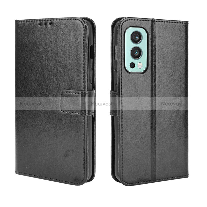 Leather Case Stands Flip Cover Holder BY5 for OnePlus Nord 2 5G Black