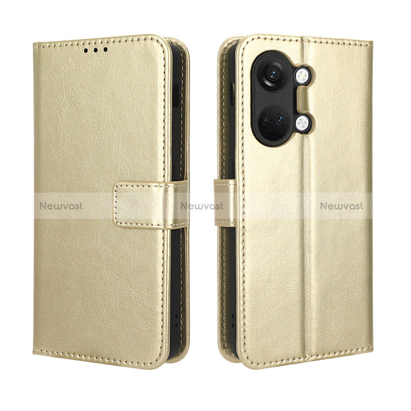 Leather Case Stands Flip Cover Holder BY5 for OnePlus Nord 3 5G Gold