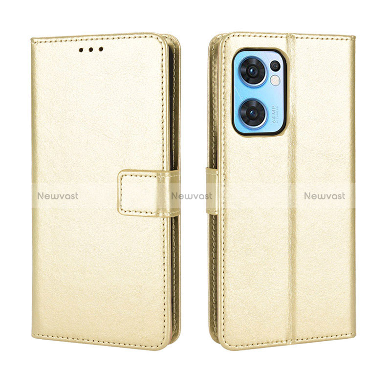 Leather Case Stands Flip Cover Holder BY5 for OnePlus Nord CE 2 5G Gold