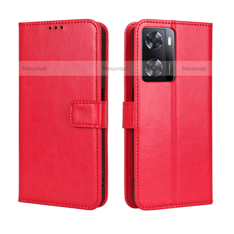 Leather Case Stands Flip Cover Holder BY5 for OnePlus Nord N20 SE Red