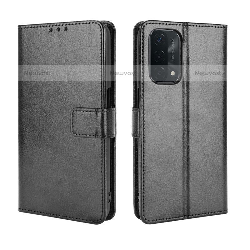 Leather Case Stands Flip Cover Holder BY5 for OnePlus Nord N200 5G Black