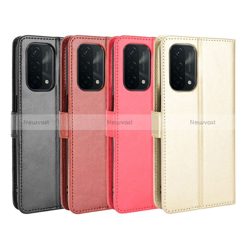 Leather Case Stands Flip Cover Holder BY5 for Oppo A54 5G