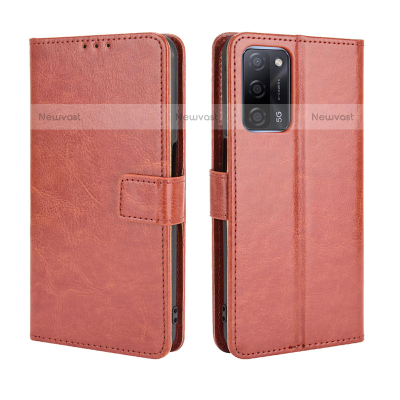 Leather Case Stands Flip Cover Holder BY5 for Oppo A55 5G