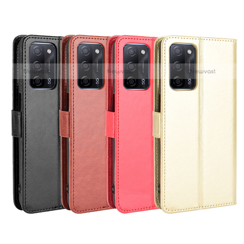 Leather Case Stands Flip Cover Holder BY5 for Oppo A55 5G