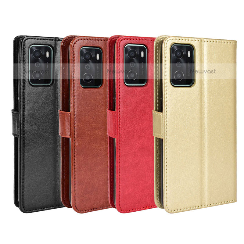 Leather Case Stands Flip Cover Holder BY5 for Oppo A55S 5G