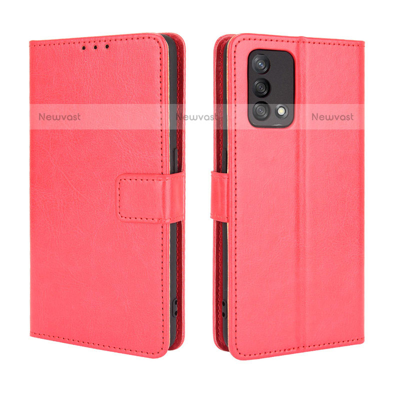 Leather Case Stands Flip Cover Holder BY5 for Oppo A74 4G Red