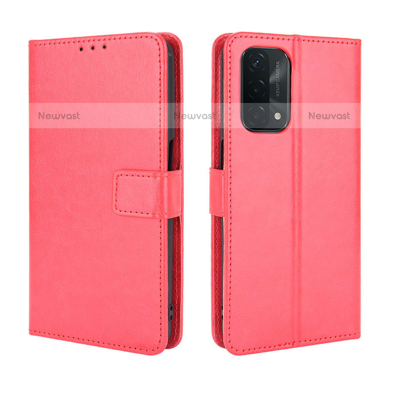 Leather Case Stands Flip Cover Holder BY5 for Oppo A93 5G Red