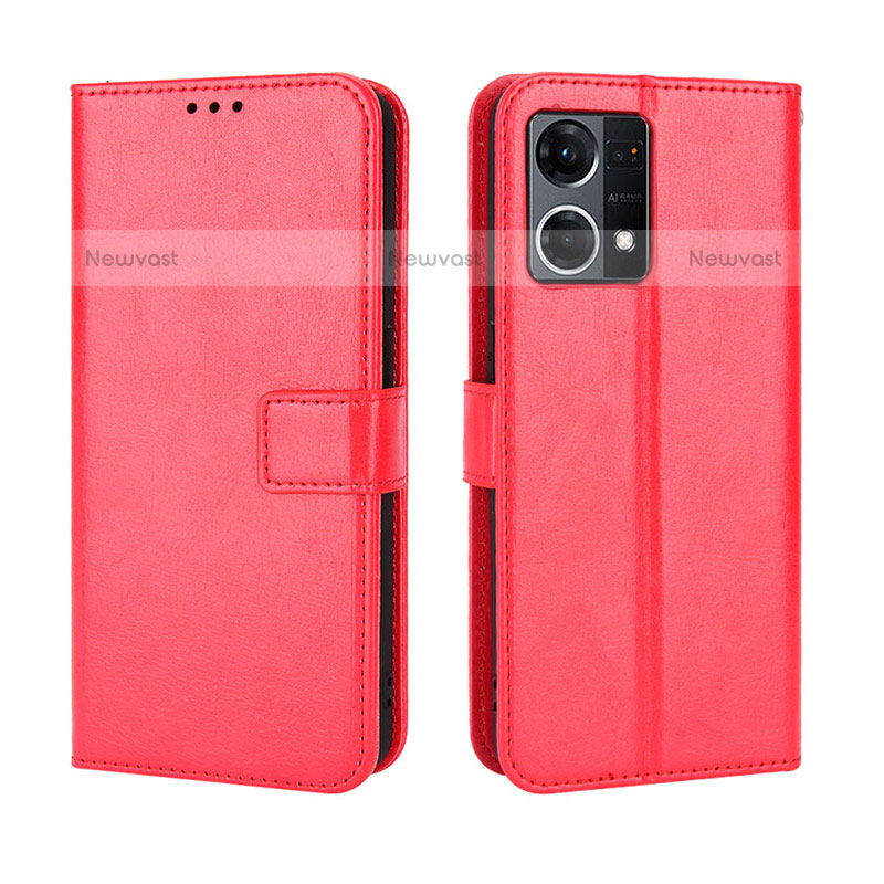 Leather Case Stands Flip Cover Holder BY5 for Oppo F21s Pro 4G Red