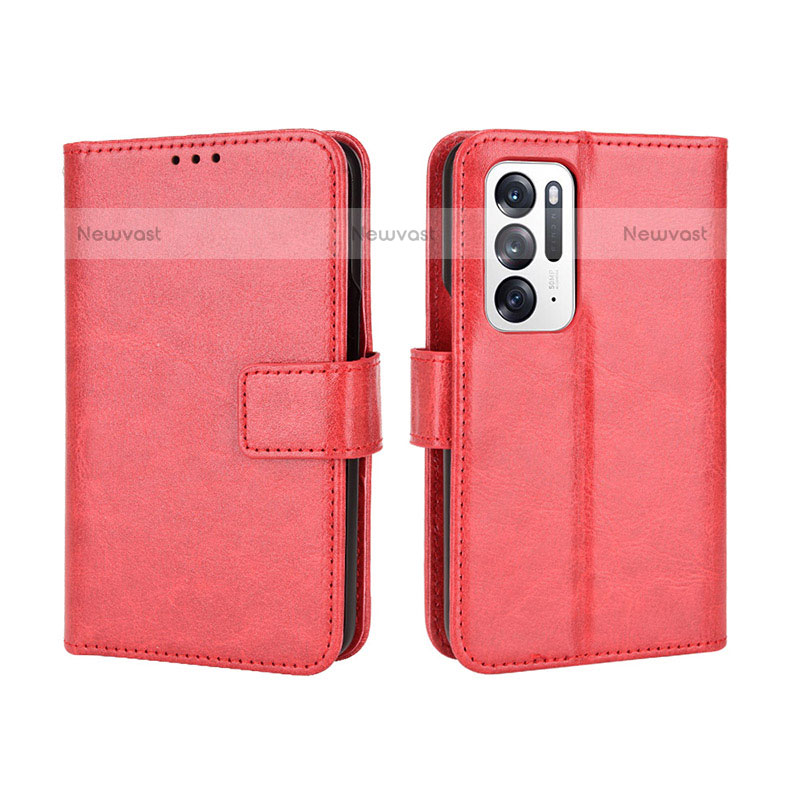 Leather Case Stands Flip Cover Holder BY5 for Oppo Find N 5G Red