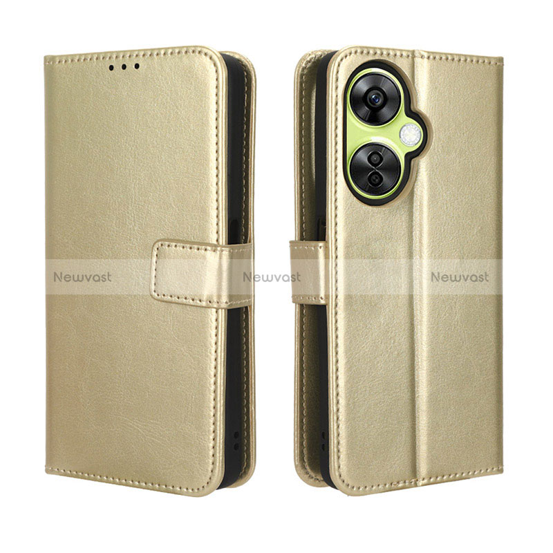 Leather Case Stands Flip Cover Holder BY5 for Oppo K11x 5G Gold