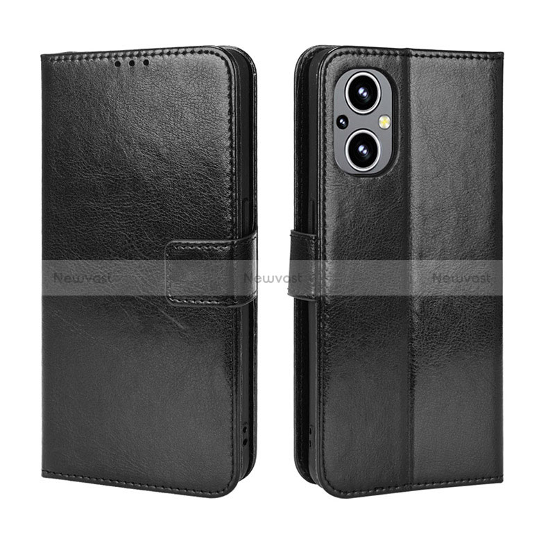 Leather Case Stands Flip Cover Holder BY5 for Oppo Reno8 Z 5G Black