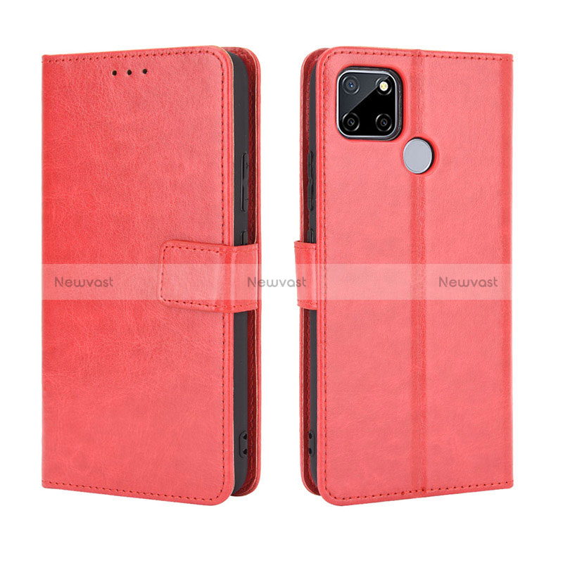 Leather Case Stands Flip Cover Holder BY5 for Realme 7i RMX2193 Red