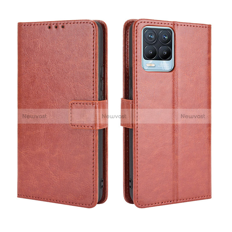 Leather Case Stands Flip Cover Holder BY5 for Realme 8 Pro Brown