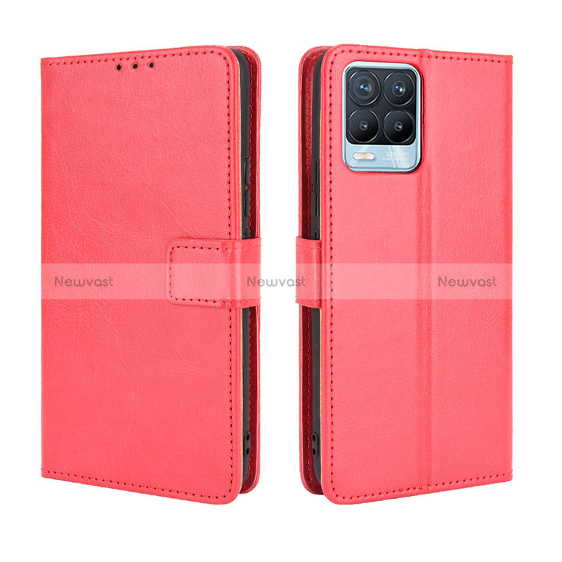 Leather Case Stands Flip Cover Holder BY5 for Realme 8 Pro Red