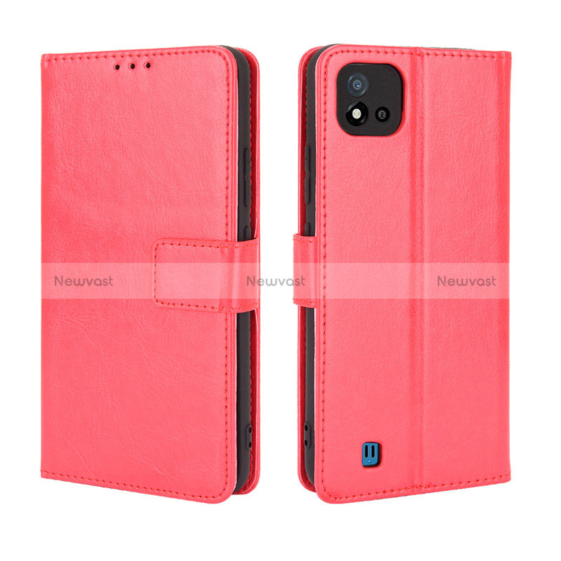 Leather Case Stands Flip Cover Holder BY5 for Realme C11 (2021) Red