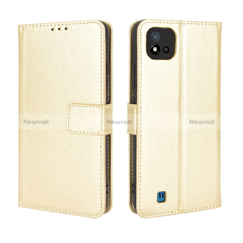 Leather Case Stands Flip Cover Holder BY5 for Realme C20 Gold