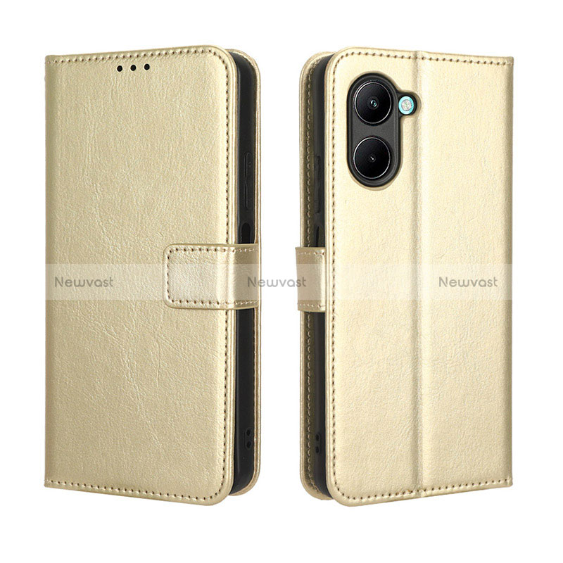 Leather Case Stands Flip Cover Holder BY5 for Realme C33 (2023) Gold