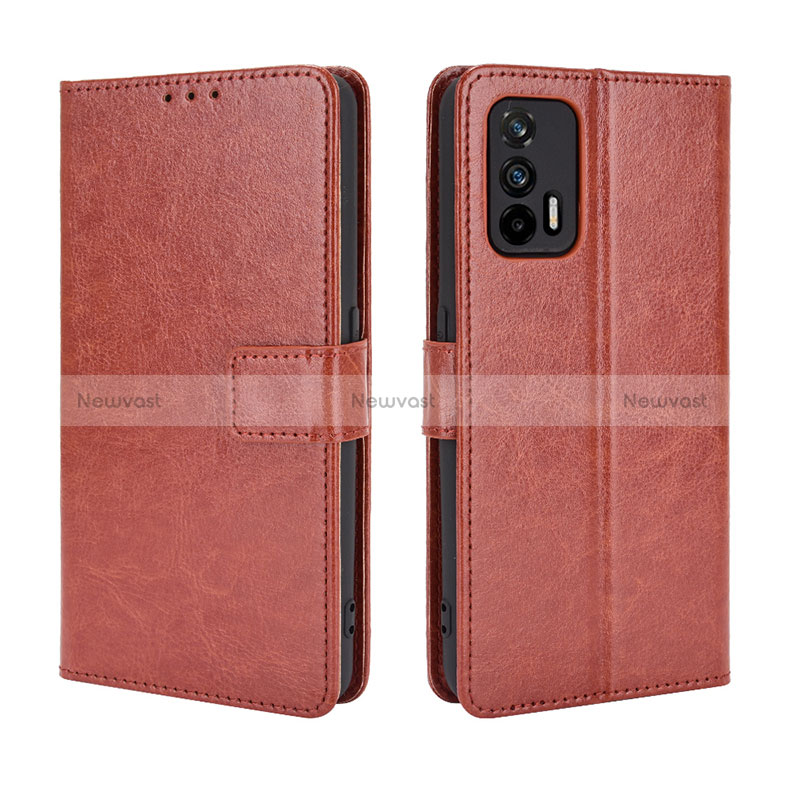 Leather Case Stands Flip Cover Holder BY5 for Realme GT Neo 5G Brown