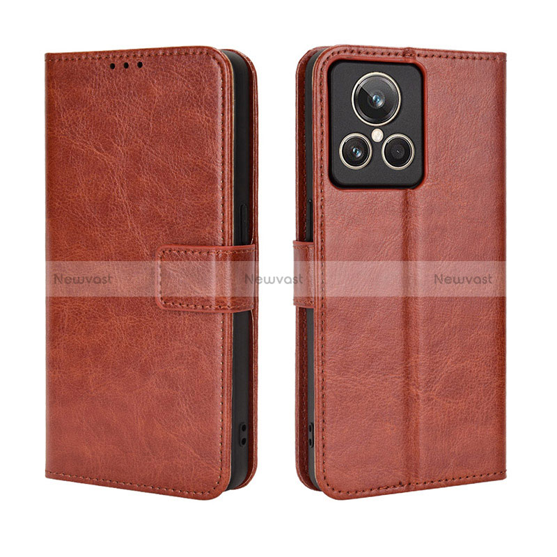 Leather Case Stands Flip Cover Holder BY5 for Realme GT2 Master Explorer Brown