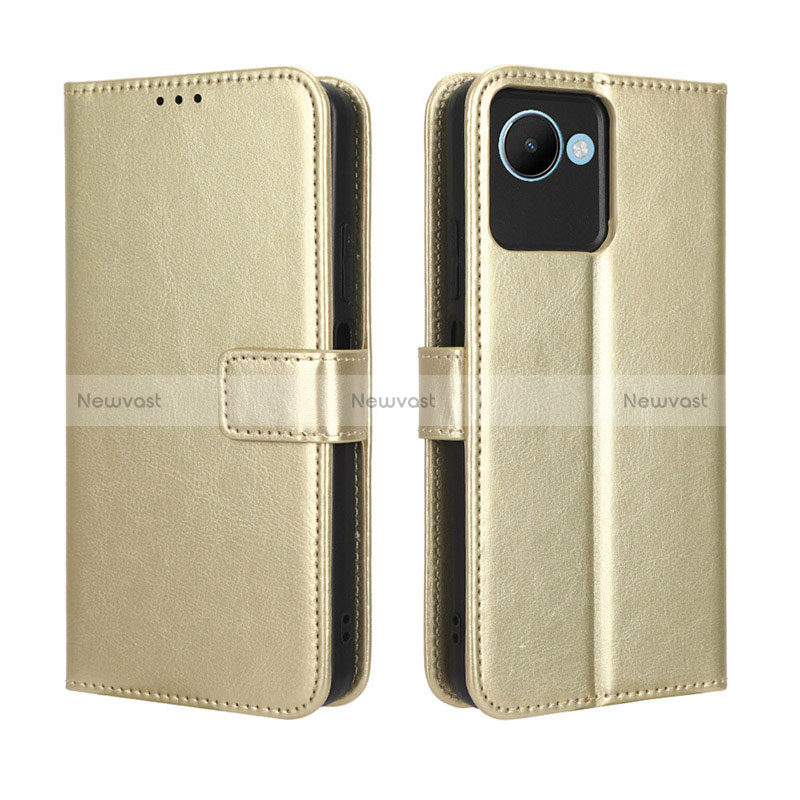 Leather Case Stands Flip Cover Holder BY5 for Realme Narzo 50i Prime Gold