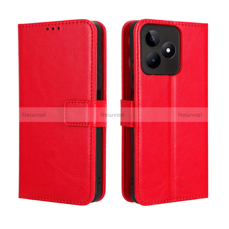 Leather Case Stands Flip Cover Holder BY5 for Realme Narzo N53 Red