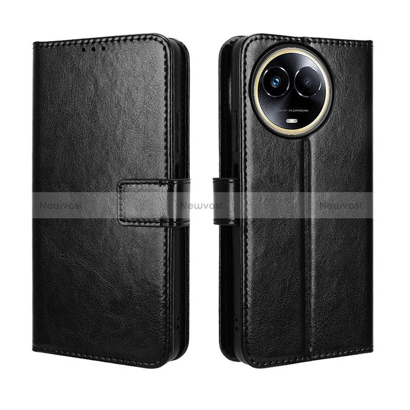 Leather Case Stands Flip Cover Holder BY5 for Realme V50s 5G Black